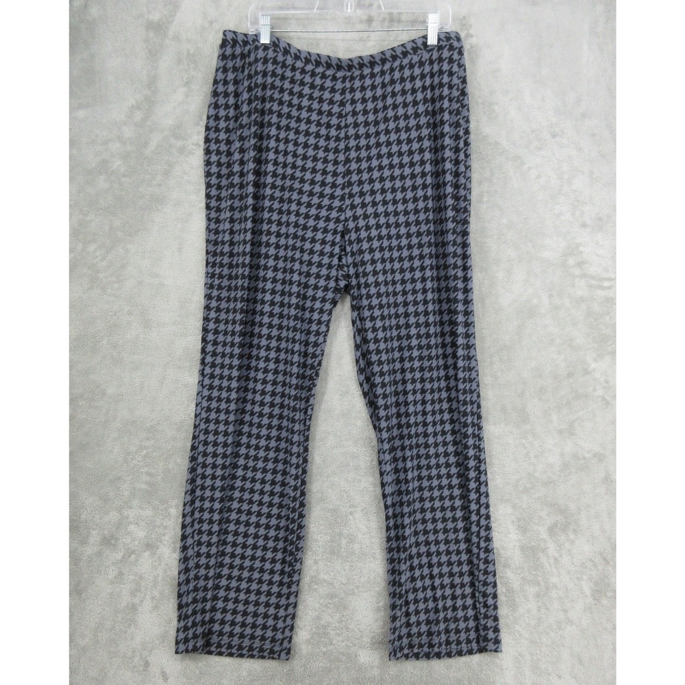 Antthony Originals Pants Women 1X Houndstooth Pull On Straight Leg Stretch Gray